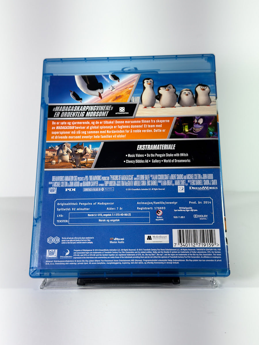 Bakside av cover til Madagaskar Pingvinene på Blu-ray