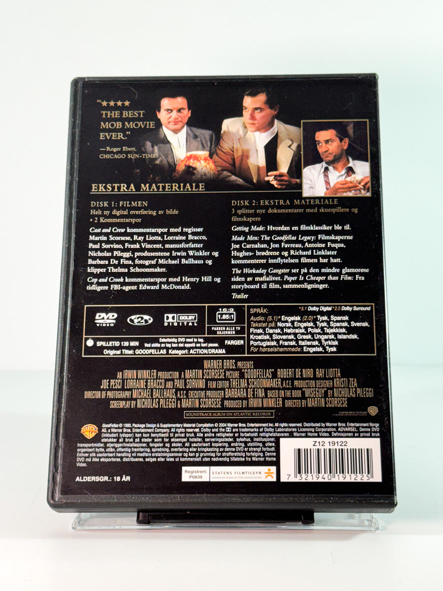 Bakside av cover til mafiabrødre, brukt original DVD hos Brukbar Film