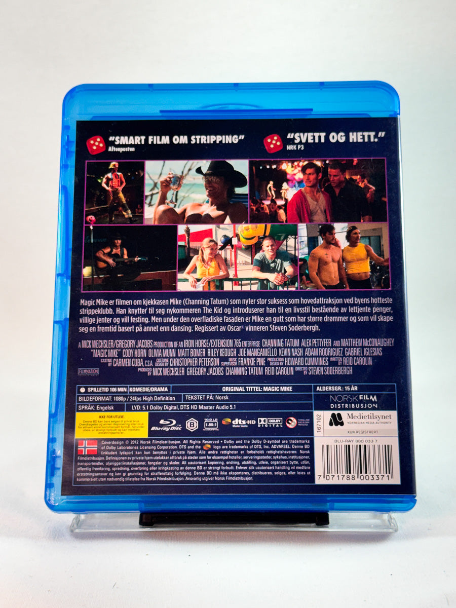 Bakside av Blu-ray-cover til Magic Mike, brukt original Blu-ray hos Brukbar Film