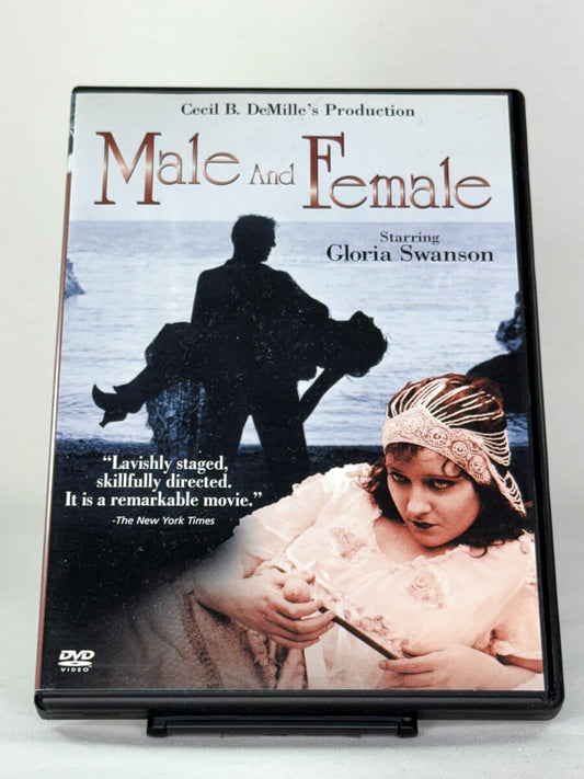 Forside av Male and Female – klassisk stumfilm av Cecil B. DeMille med Gloria Swanson, brukt DVD fra Brukbar Film