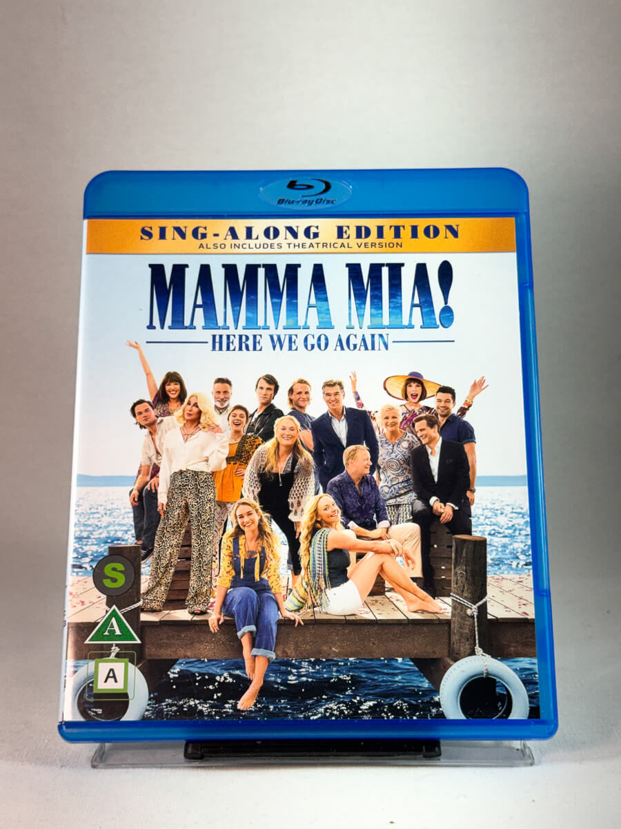 Forside av cover til Mamma Mia! Here We Go Again, brukt Blu-ray hos Brukbar Film