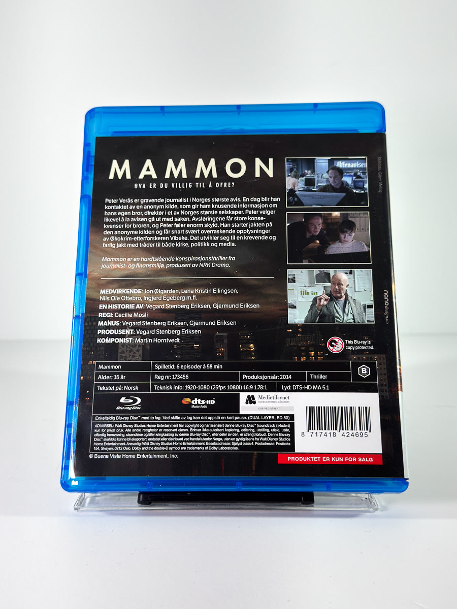 Bakside av cover til Mammon på Blu-ray