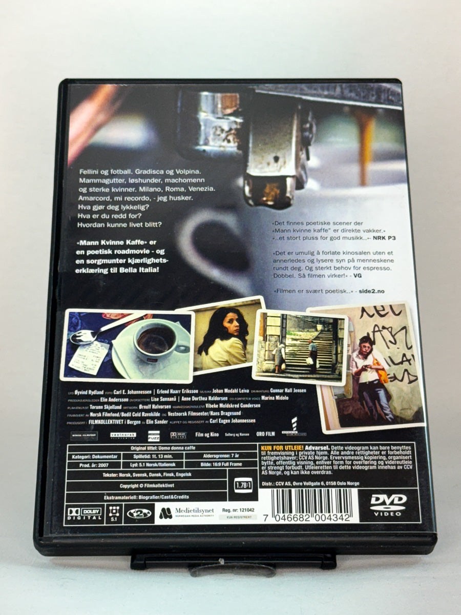 Bakside av DVD-cover til Mann kvinne kaffe, brukt DVD hos Brukbar Film