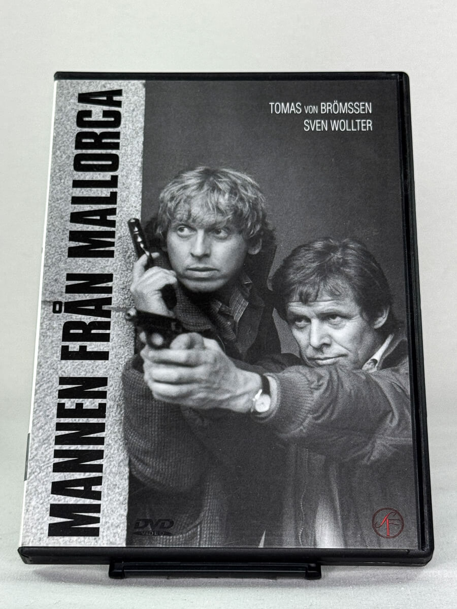 Forside av DVD-cover til Mannen från Mallorca, brukt DVD-film hos Brukbar Film.