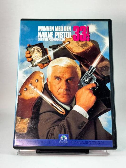 DVD-cover-forside til filmen Mannen med den nakne pistol 33 1/3 – Den siste fornærmelsen – brukt DVD hos Brukbar Film
