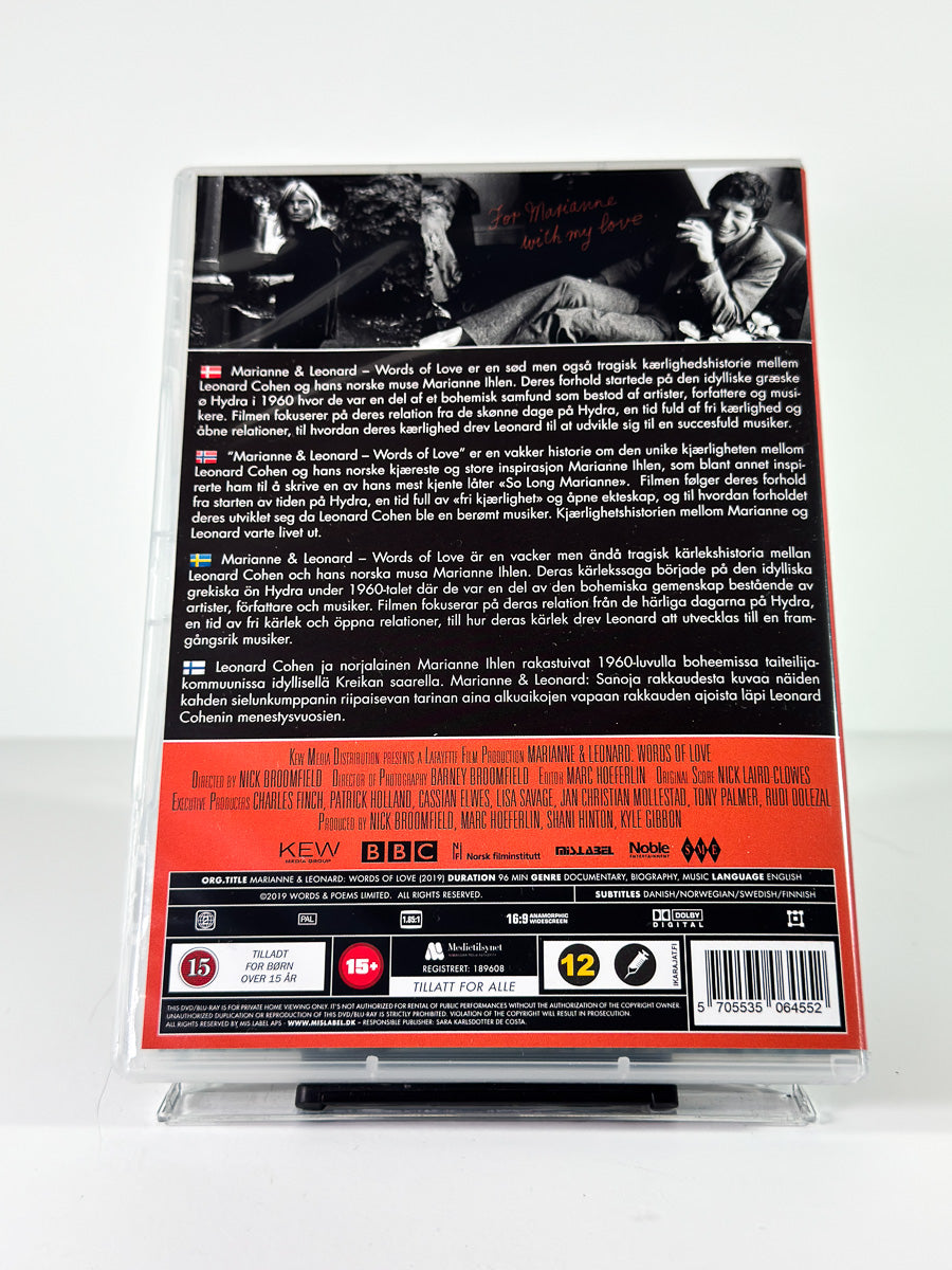 Bakside av cover til Marianne & Leonard: Words of Love på DVD