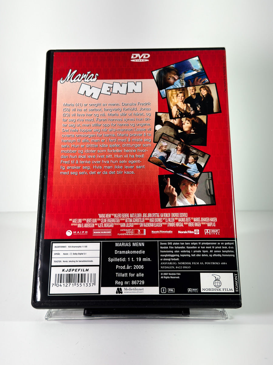Bakside av cover til Marias Menn på DVD