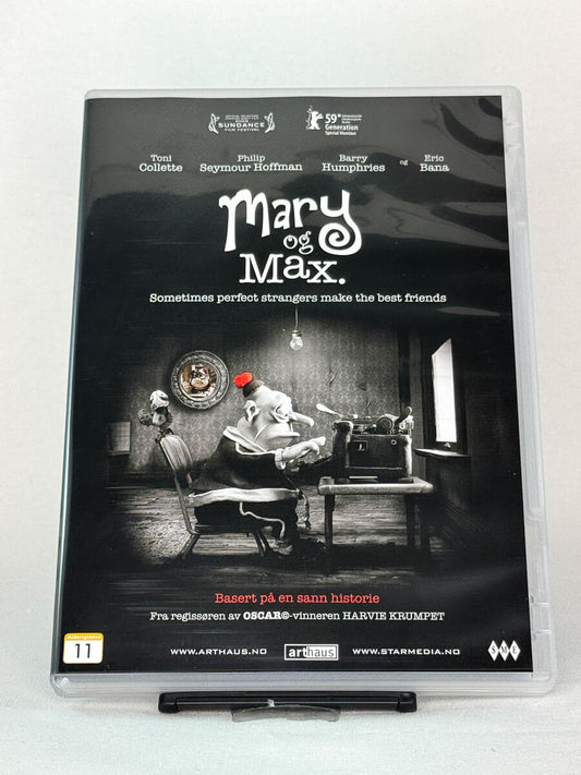 Brukt DVD-film Mary og Max – forside av rørende animasjonsdrama basert på sann historie, kjøp brukte filmer hos Brukbar Film