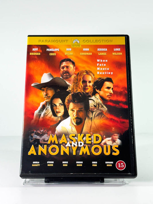 Forside av cover til masked and anonymous, bruktfilm hos nettbutikken Brukbar Film