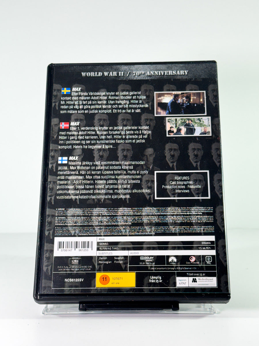 Bakside av cover til max, brukt DVD hos Brukbar Film
