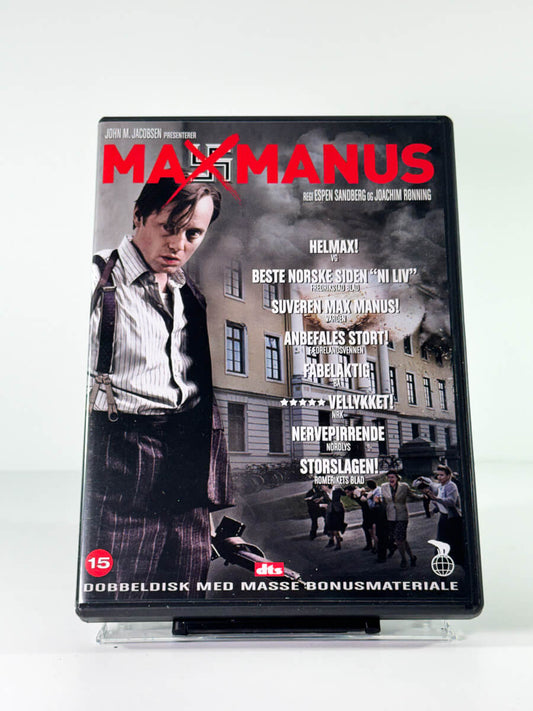 Forside av cover til max manus, bruktfilm på DVD hos Brukbar Film