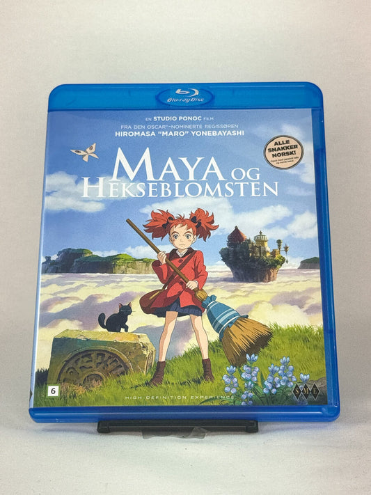 Forside av Blu-ray-cover til Maya og heksblomsten – brukt japansk animasjonsfilm, Studio Ponoc-utgivelse fra Brukbar Film