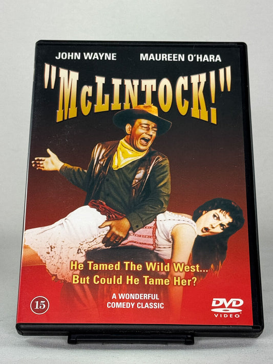 Forside av McLintock! – westernkomedie med John Wayne og Maureen O’Hara, brukt DVD fra Brukbar Film