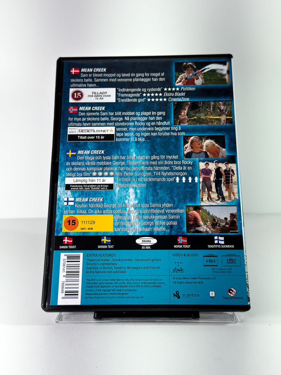 Bakside av cover til Mean Creek på DVD