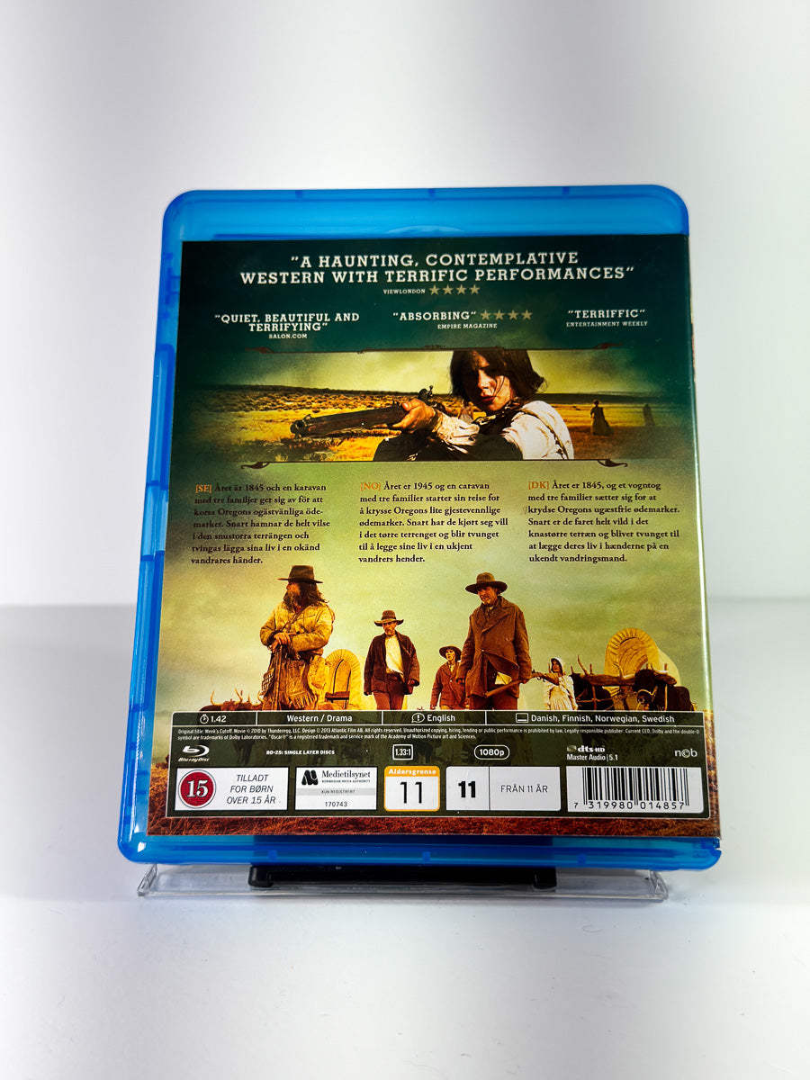 Bakside av cover til Meek's Cutoff på Blu-ray
