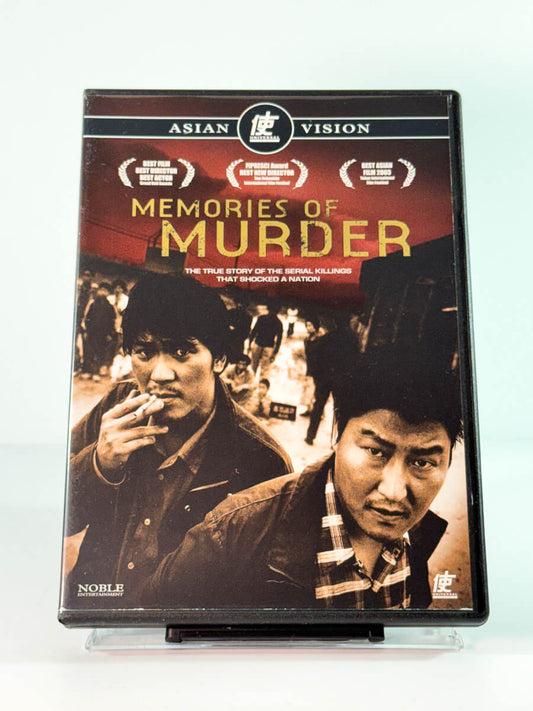 Forside av cover til memories of murder, bruktfilm på DVD hos Brukbar Film