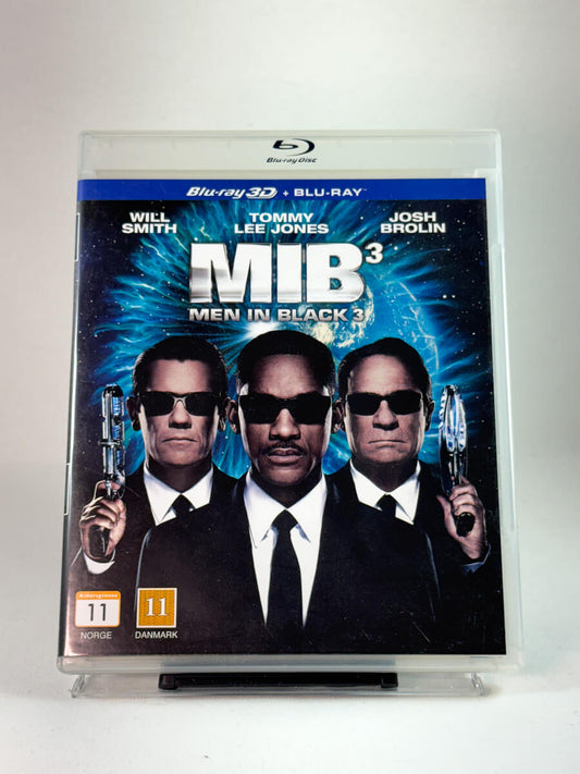 Forside av DVD-cover til Men in Black 3 (Blu-ray 3D), bruktfilm hos nettbutikken Brukbar Film