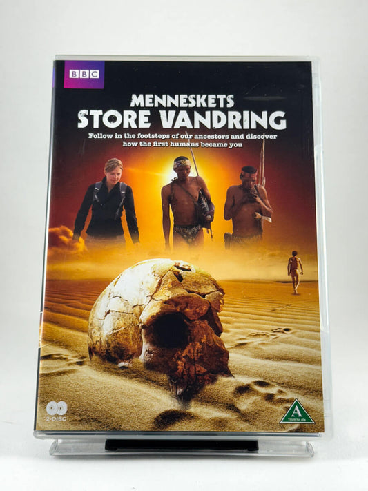Forside av DVD-cover til Menneskets store vandring, bruktfilm hos nettbutikken Brukbar Film