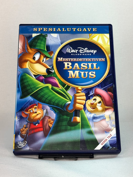 DVD-forside til filmen Mesterdetektiven Basil Mus
Originalt cover brukt for produktbilde i nettbutikken Brukbar Film