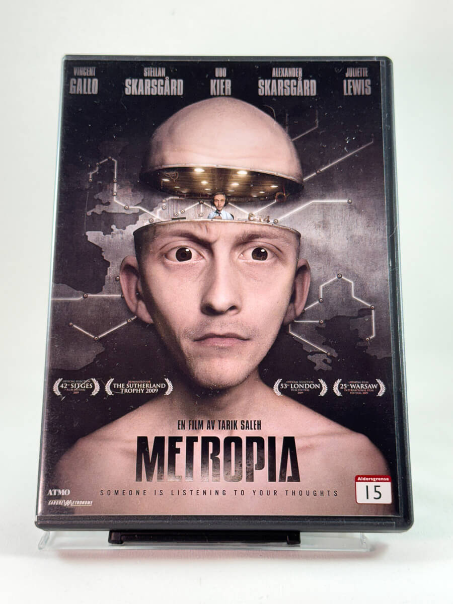 Forside av DVD-cover til Metropia, bruktfilm hos nettbutikken Brukbar Film