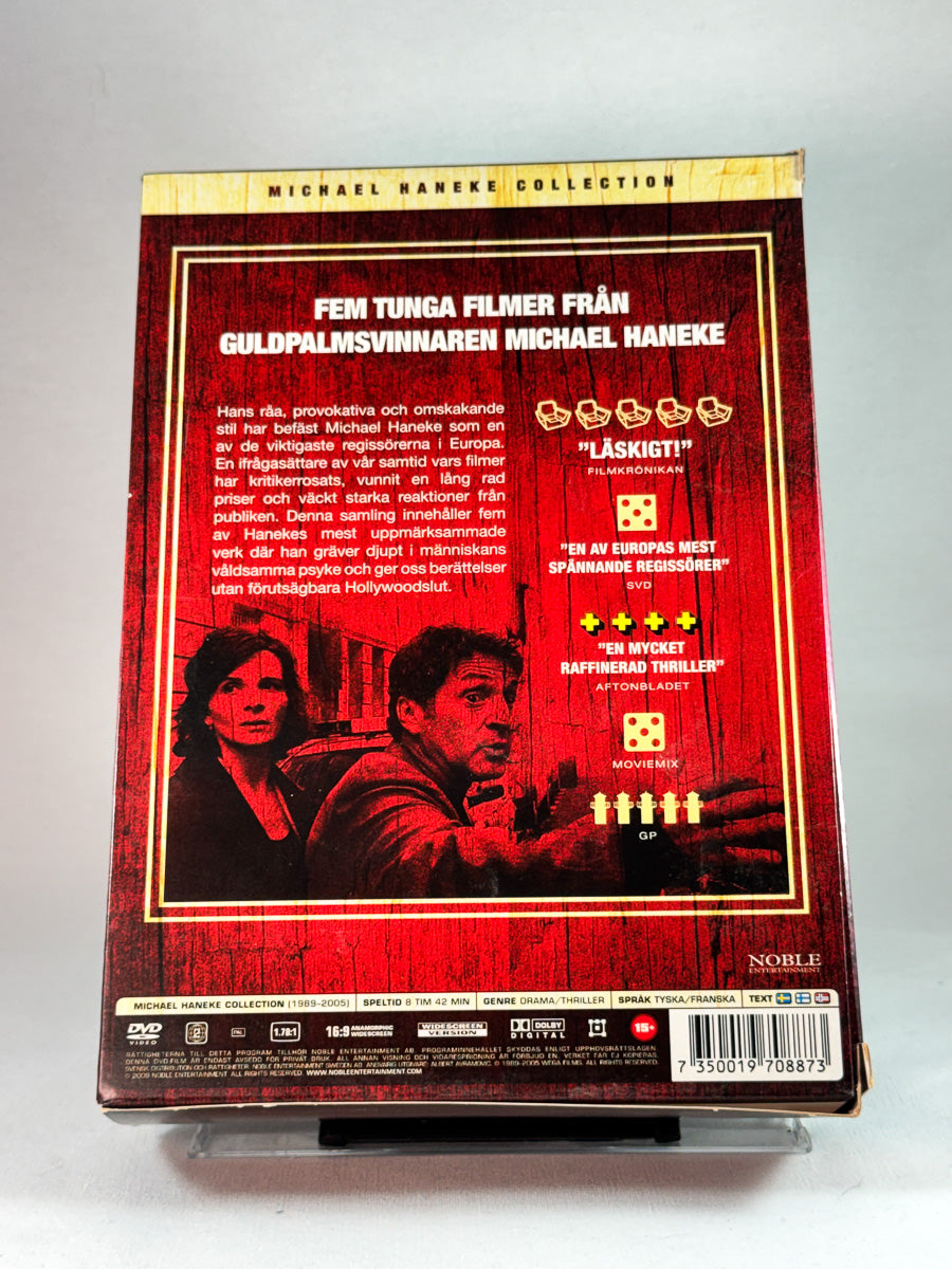 Bakside av cover til Michael Haneke Collection, brukt DVD hos Brukbar Film