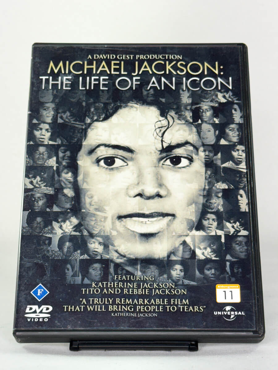 Forside av DVD-cover til filmen Michael Jackson: The Life of an Icon, bruktfilm hos nettbutikken Brukbar Film