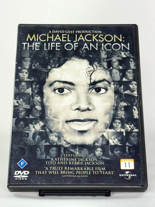 Forside av DVD-cover til filmen Michael Jackson: The Life of an Icon, bruktfilm hos nettbutikken Brukbar Film