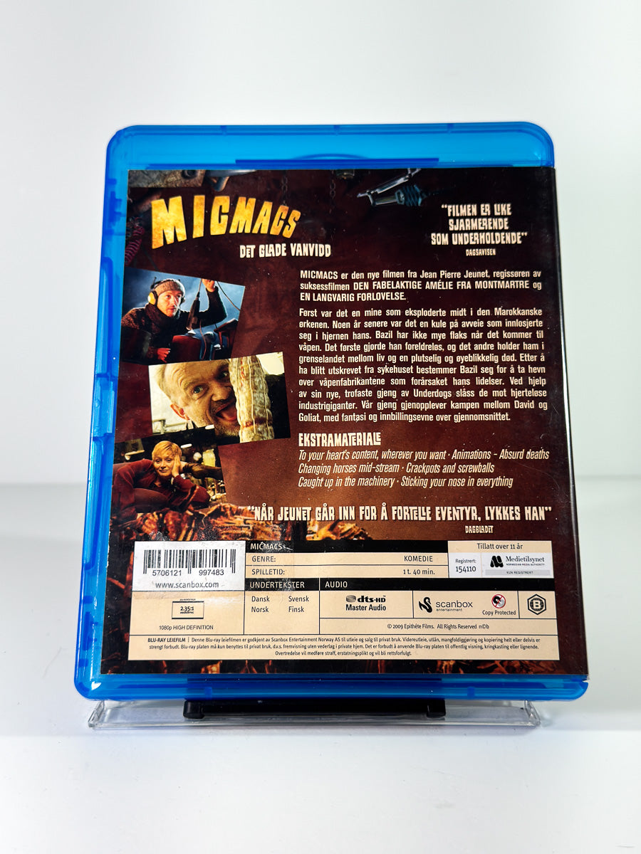Bakside av cover til Micmacs – Det glade vanvidd på Blu-ray