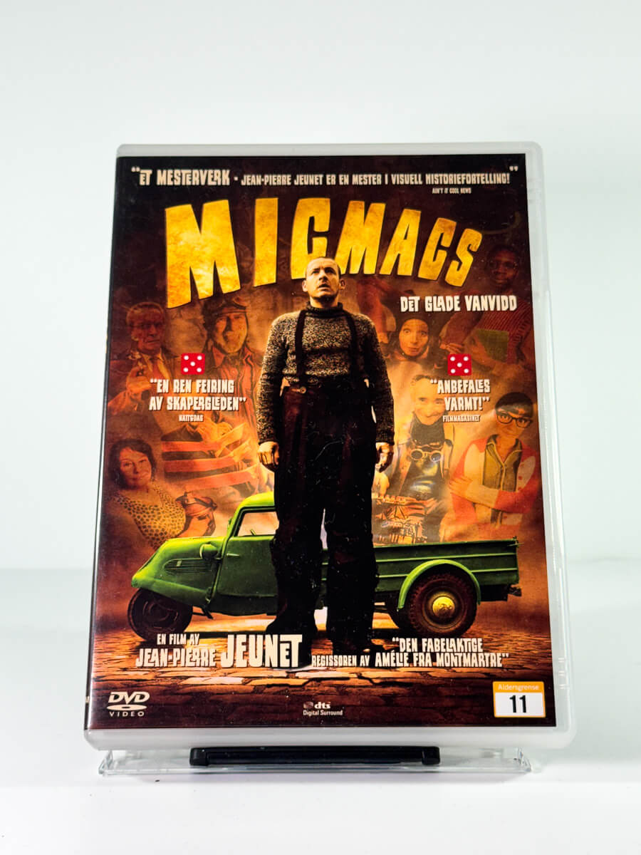 Forside av cover til micmacs det glade vanvidd, bruktfilm på DVD hos Brukbar Film