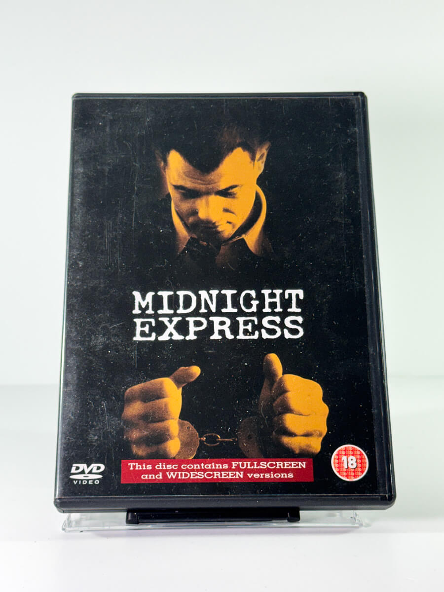 Forside av cover til midnight express, bruktfilm hos nettbutikken Brukbar Film