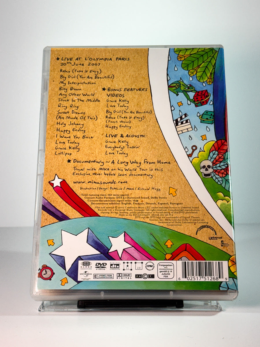 Bakside av cover til MIKA – Live in Cartoon Motion, bruktfilm på DVD hos Brukbar Film