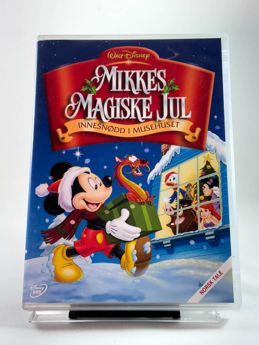 Forside av DVD-cover til Mikkes magiske jul – Innesnødd i musehuset, bruktfilm hos nettbutikken Brukbar Film