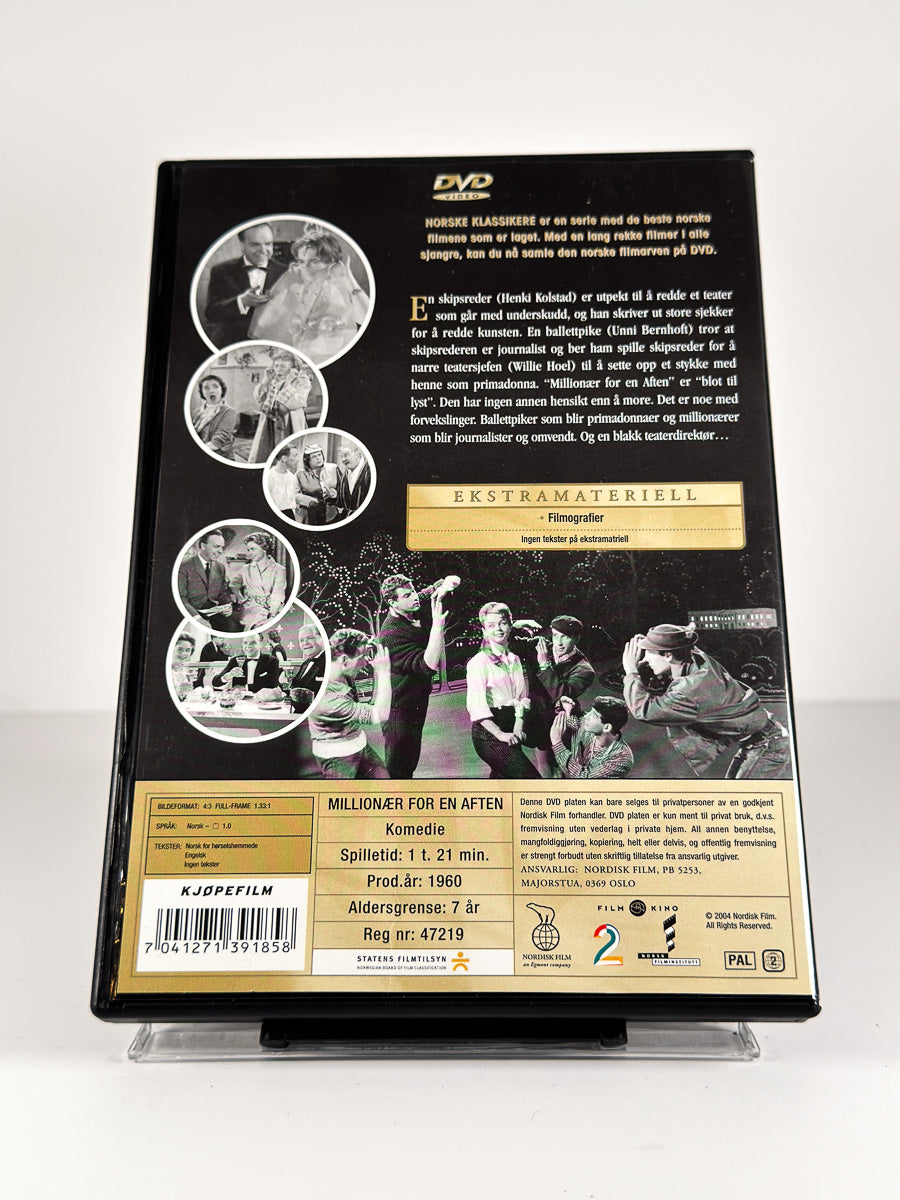 Bakside av cover til Millionær for en aften på DVD