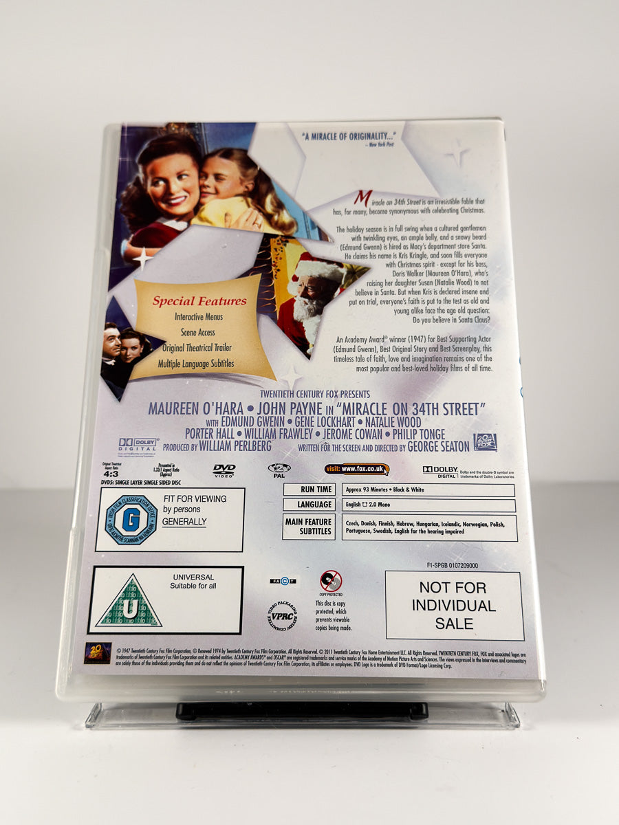 Bakside av cover til Miracle on 34th Street på DVD