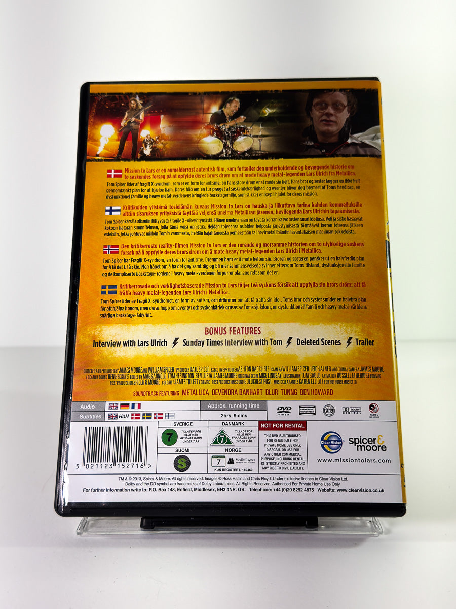 Bakside av cover til Mission Lars, bruktfilm på DVD hos Brukbar Film