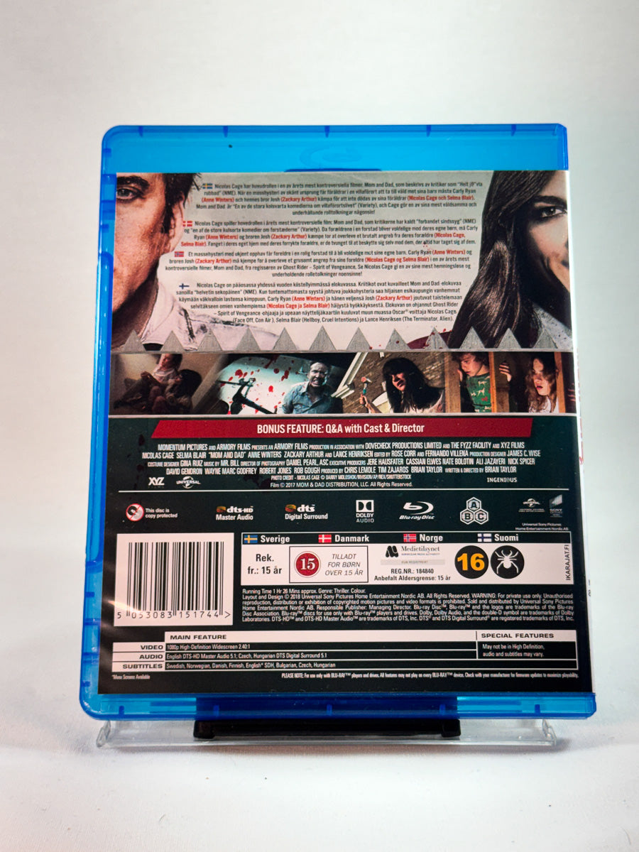 Bakside av Blu-ray-cover til Mom and Dad, brukt Blu-ray hos Brukbar Film