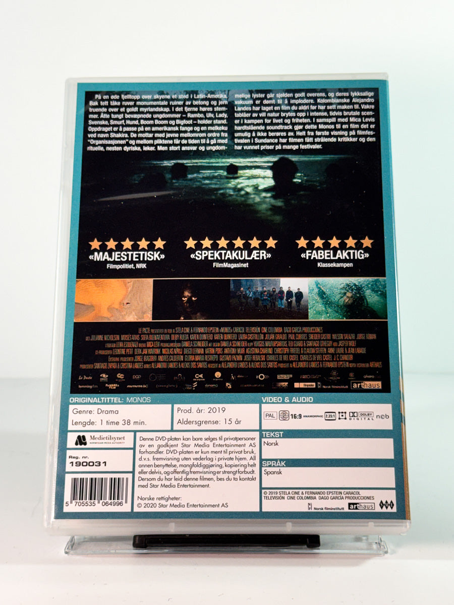 Bakside av cover til monos, brukt original DVD hos Brukbar Film