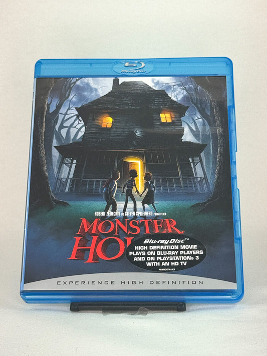 Blu-ray-cover for Monster House – brukt animert grøsserkomedie for hele familien, forside fra Brukbar Film