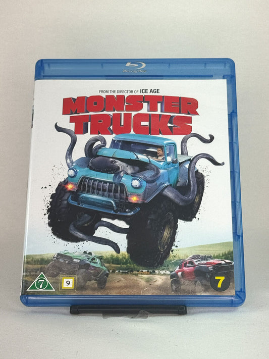 Forside av Blu-ray-cover til Monster Trucks – familievennlig eventyr fra regissøren av Ice Age, brukt Blu-ray hos Brukbar Film.