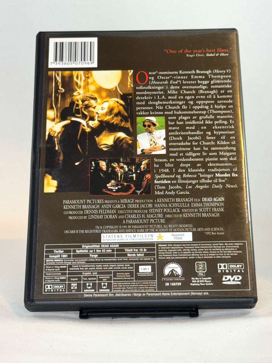Bakside av DVD-cover til Mordet fra fortiden, bruktfilm hos nettbutikken Brukbar Film