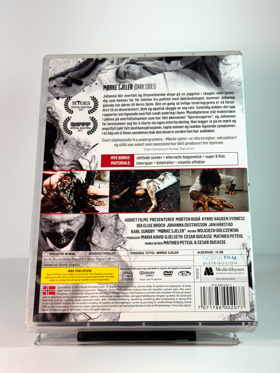 Bakside av cover til Mørke Sjeler, bruktfilm på DVD hos Brukbar Film