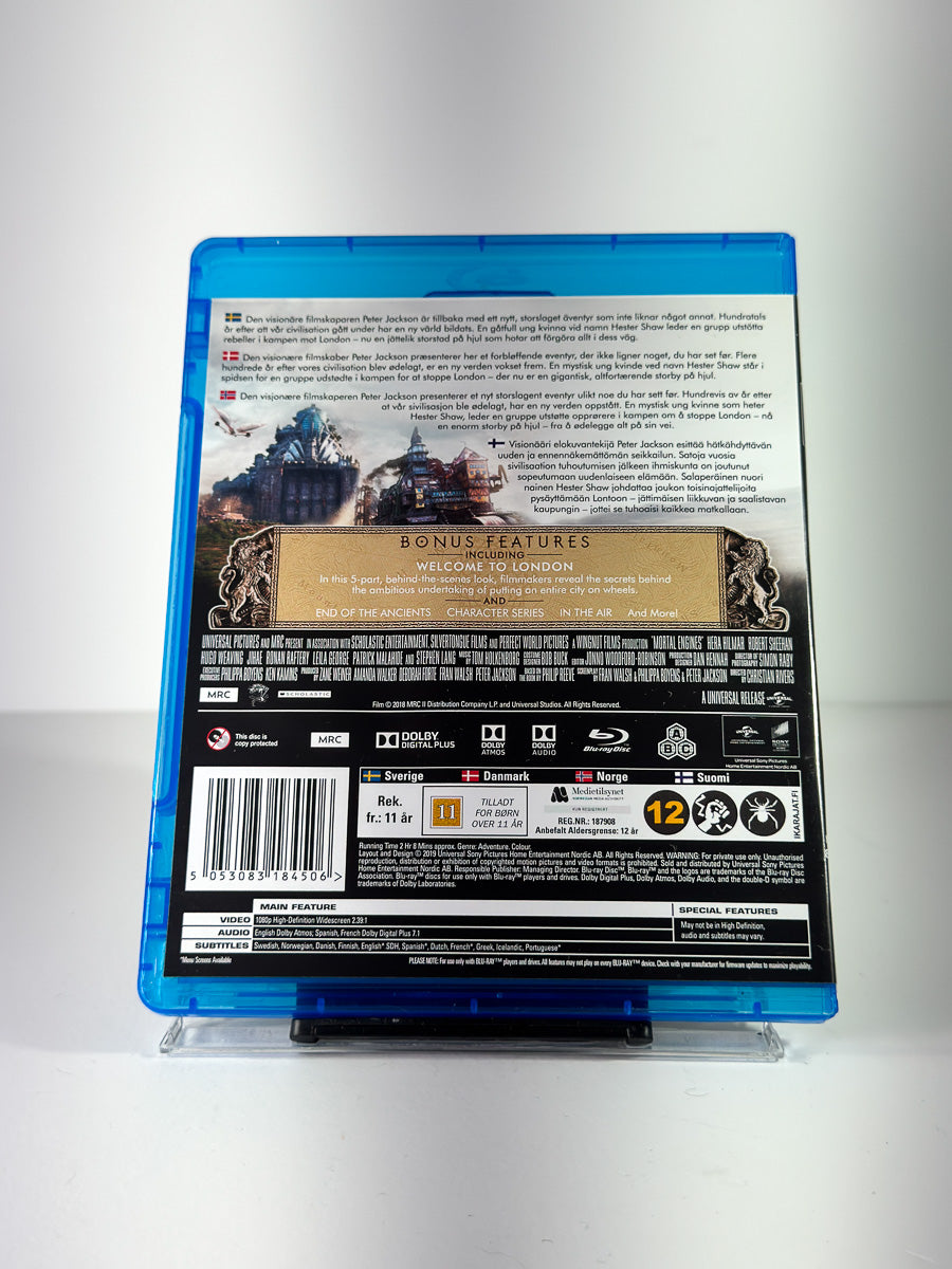 Bakside av cover til Mortal Engines på Blu-ray