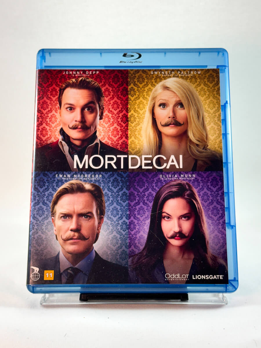 Forside av Blu-ray-cover til Mortdecai, bruktfilm hos nettbutikken Brukbar Film