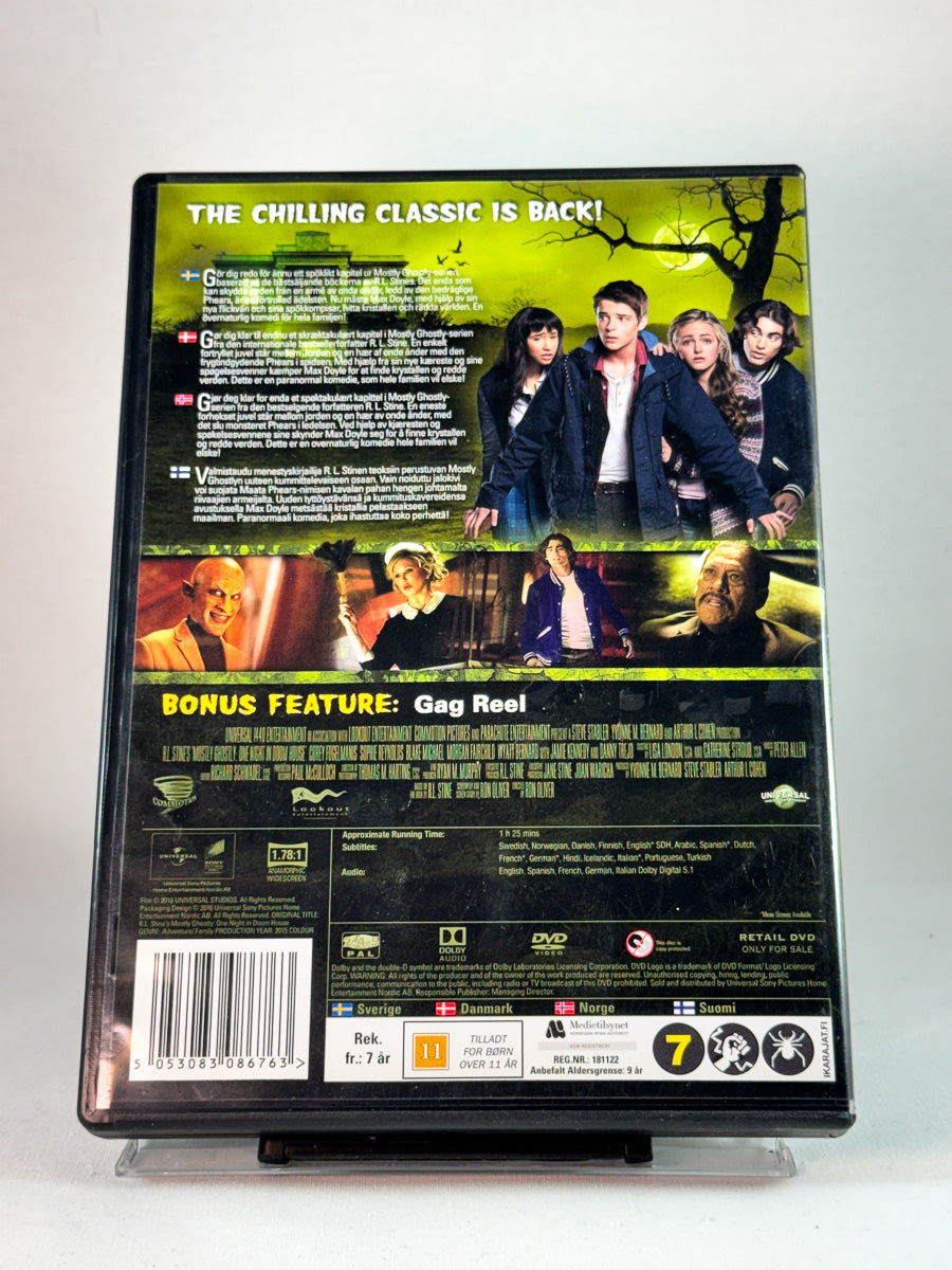 Bakside av cover til Mostly Ghostly: One Night in Doom House, brukt DVD hos Brukbar Film