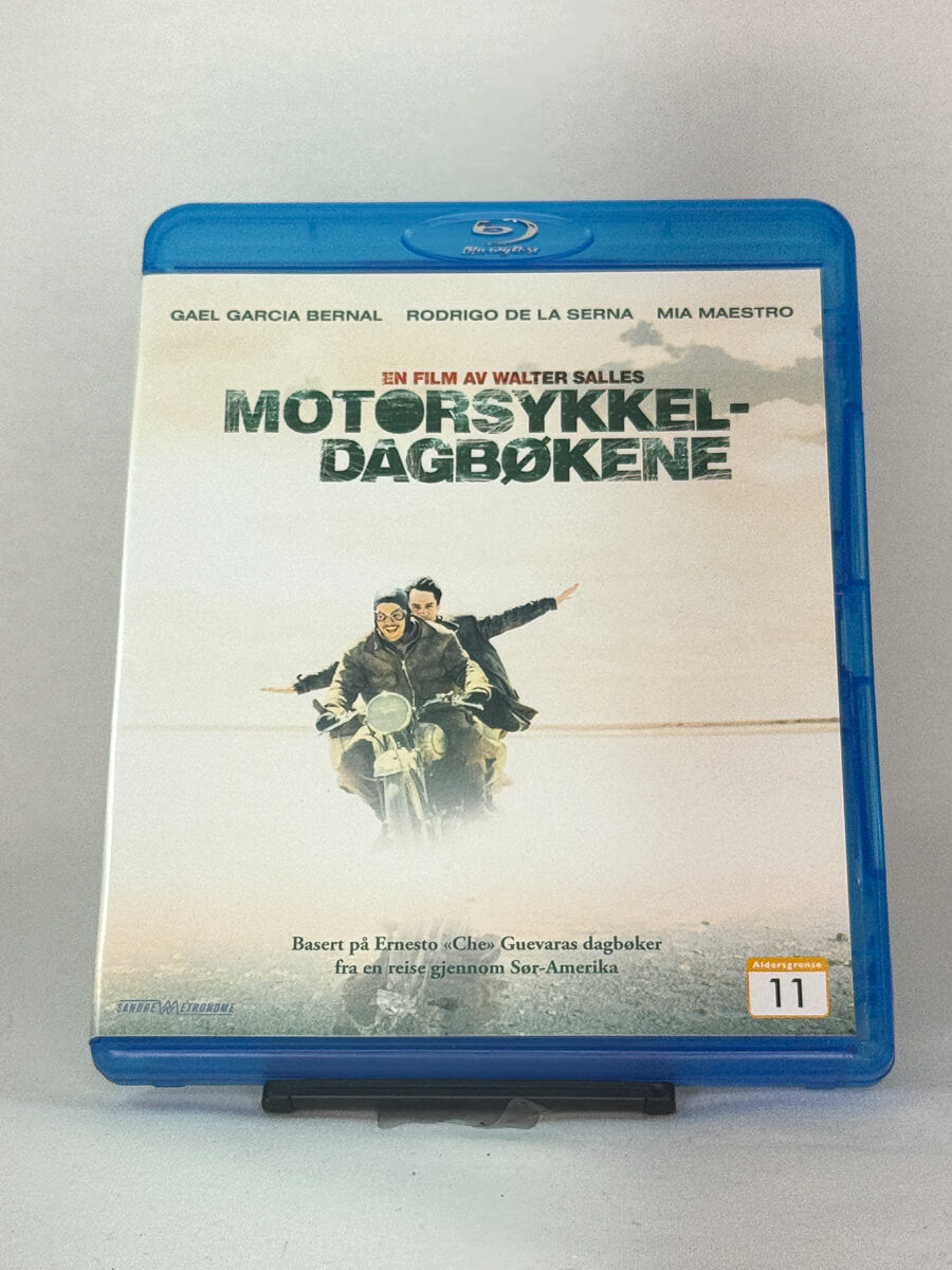 Forside av Blu-ray-cover til Motorsykkeldagbøkene – brukt drama basert på Che Guevaras dagbøker, på DVD og Blu-ray fra Brukbar Film