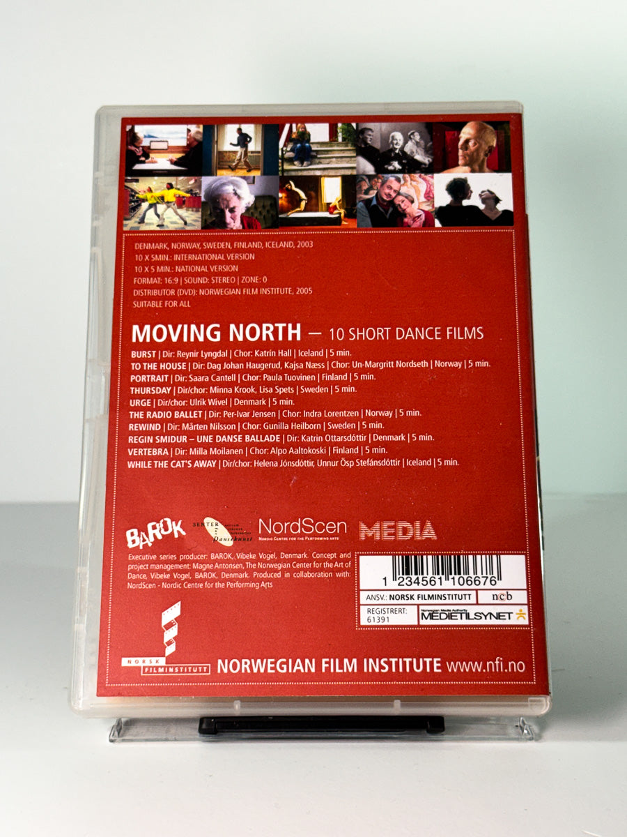 Bakside av cover til Moving North – 10 Short Dance Films, bruktfilm på DVD hos Brukbar Film
