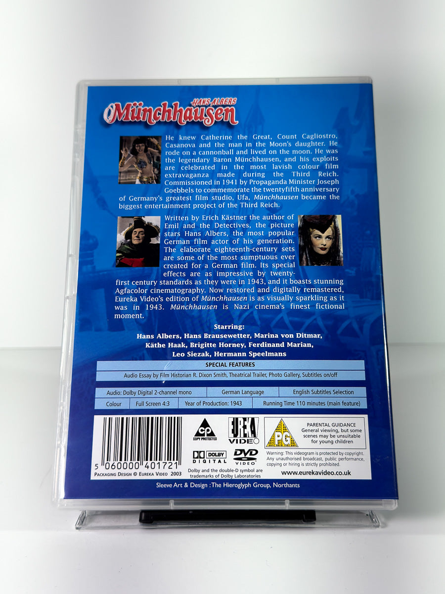 Bakside av cover til Münchhausen, brukt original DVD hos Brukbar Film