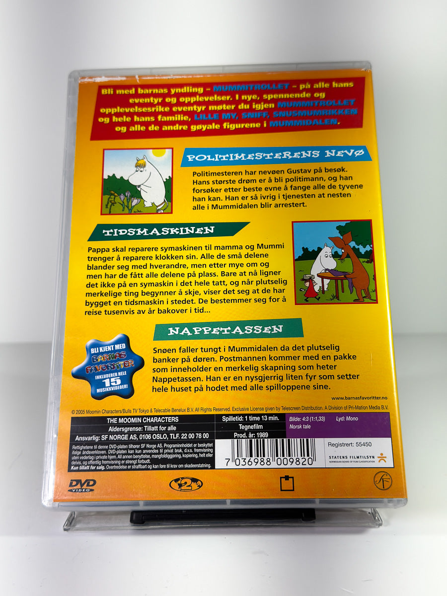 Bakside av cover til Mummitrollet – Tidsmaskinen på DVD