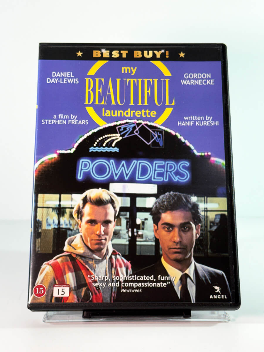 Forside av cover til my beautiful laundrette, brukt DVD hos Brukbar Film