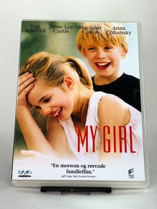Forside av brukt DVD-film My Girl, rørende familie- og dramafilm med Macaulay Culkin og Anna Chlumsky, original cover forside fra Brukbar Film.